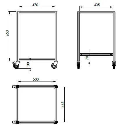 [HPASSW1-SPEC] Support sur roulettes profilé aluminium - HPM S