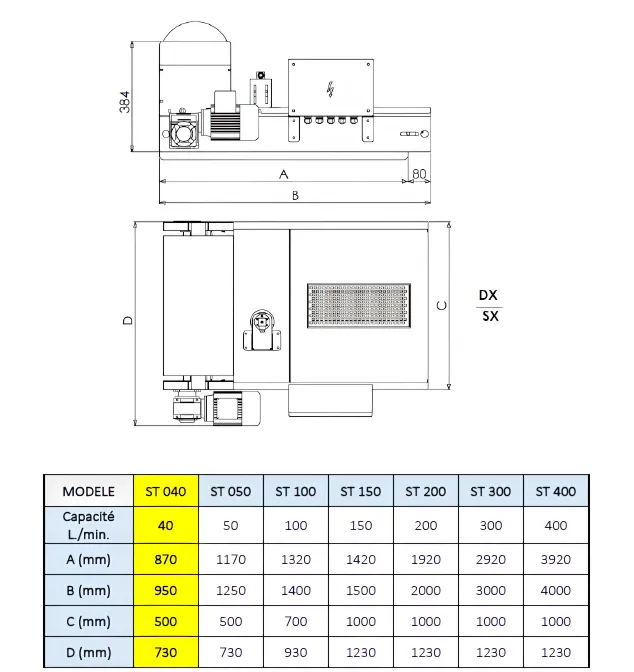 [FILTRBANDST40] Filtration gravitaire à bande ST40 40 l/min sans pompe ni bac